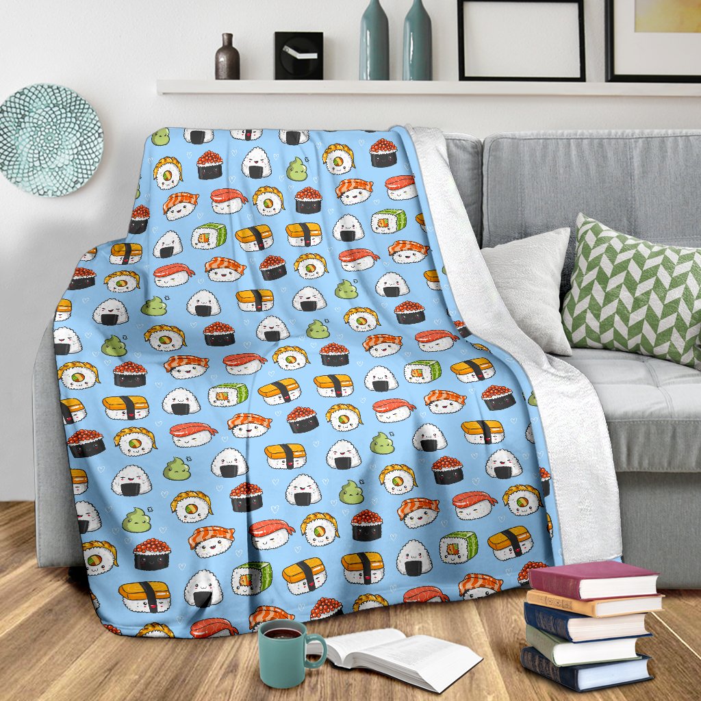 Sushi Cartoon Design Fleece Blanket