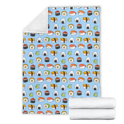 Sushi Cartoon Design Fleece Blanket