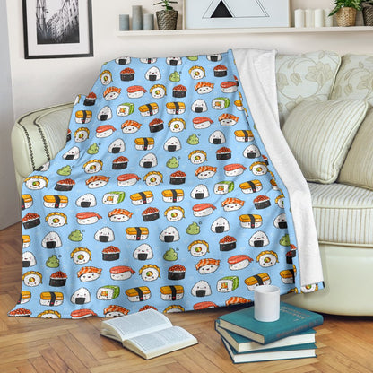 Sushi Cartoon Design Fleece Blanket