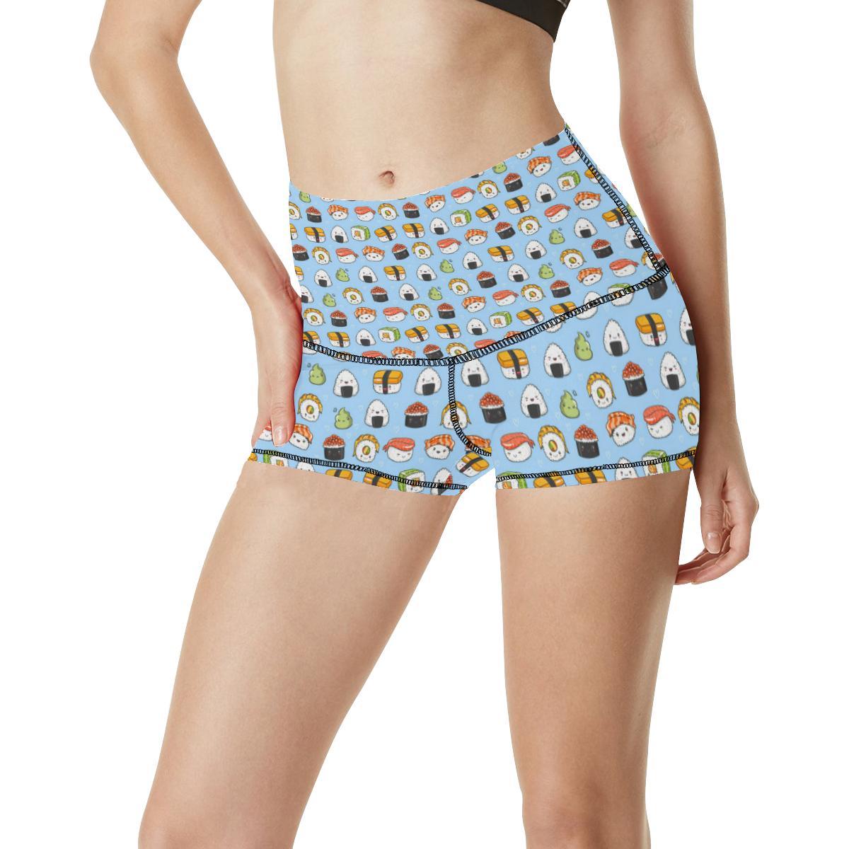 Sushi Cartoon Design High Waisted Spandex Shorts-JTAMIGO.COM