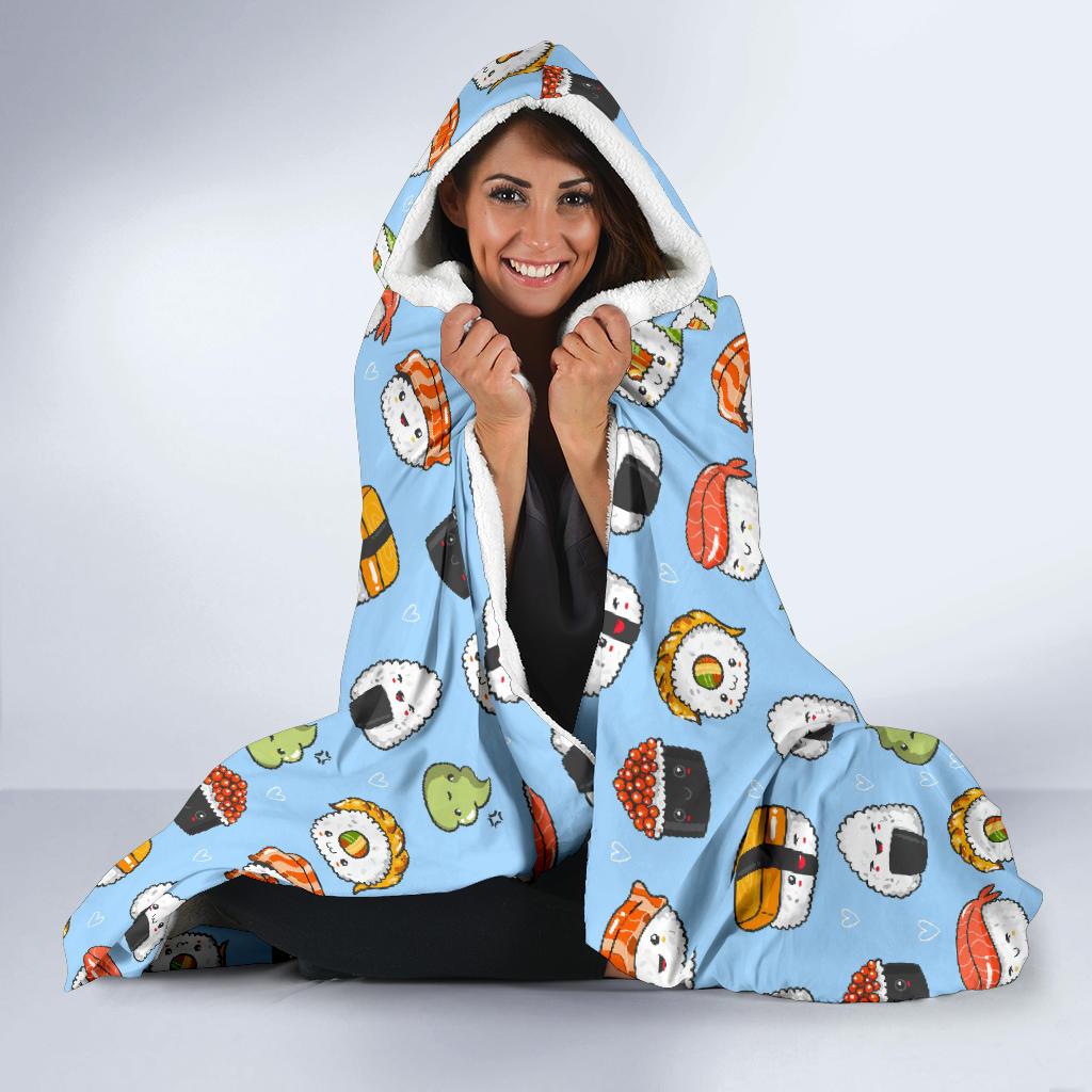 Sushi Cartoon Design Hooded Blanket-JTAMIGO.COM