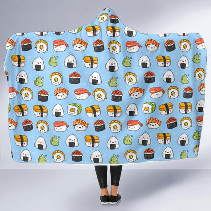 Sushi Cartoon Design Hooded Blanket-JTAMIGO.COM