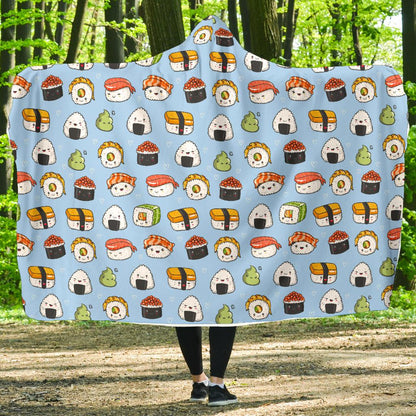 Sushi Cartoon Design Hooded Blanket-JTAMIGO.COM