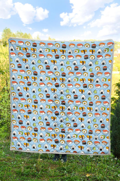 Sushi Cartoon Design Premium Quilt-JTAMIGO.COM