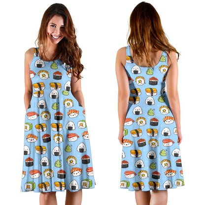 Sushi Cartoon Design Sleeveless Dress