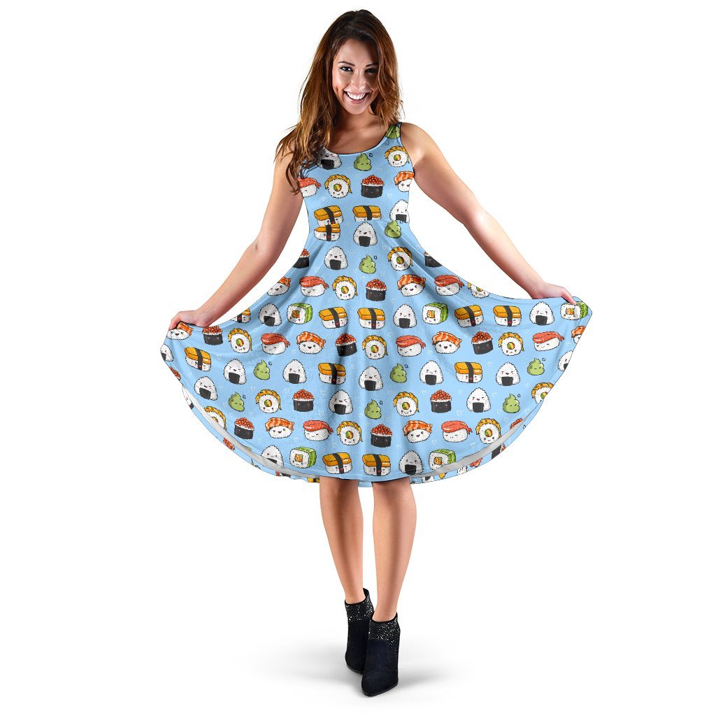 Sushi Cartoon Design Sleeveless Dress