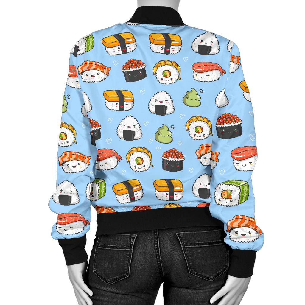 Sushi Cartoon Design Women Casual Bomber Jacket