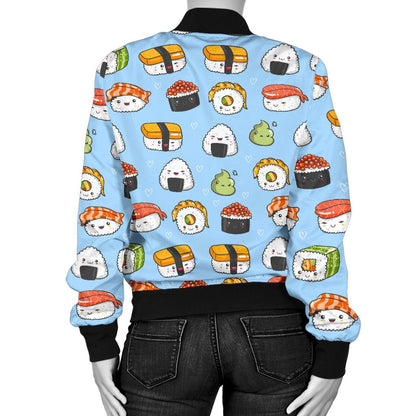 Sushi Cartoon Design Women Casual Bomber Jacket