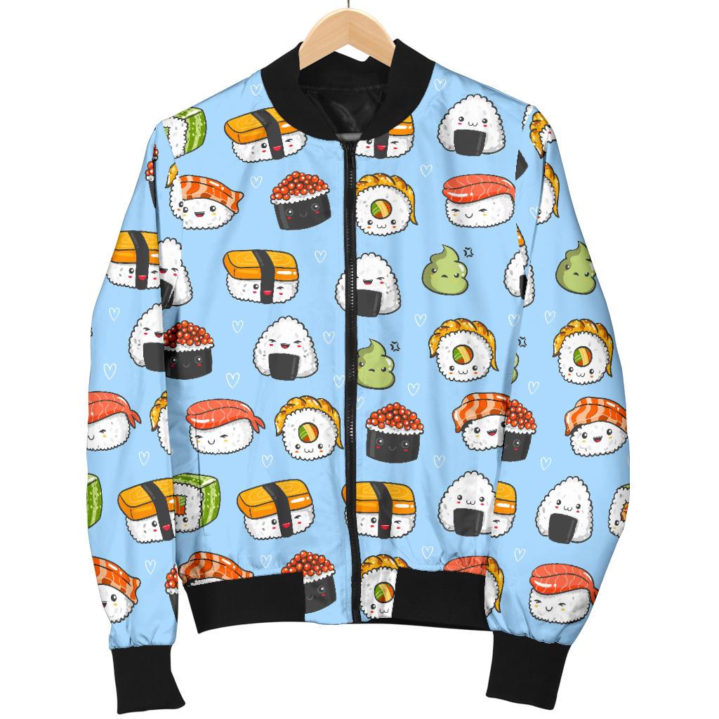 Sushi Cartoon Design Women Casual Bomber Jacket