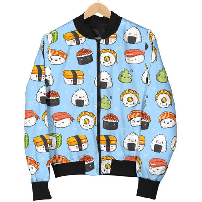 Sushi Cartoon Design Women Casual Bomber Jacket
