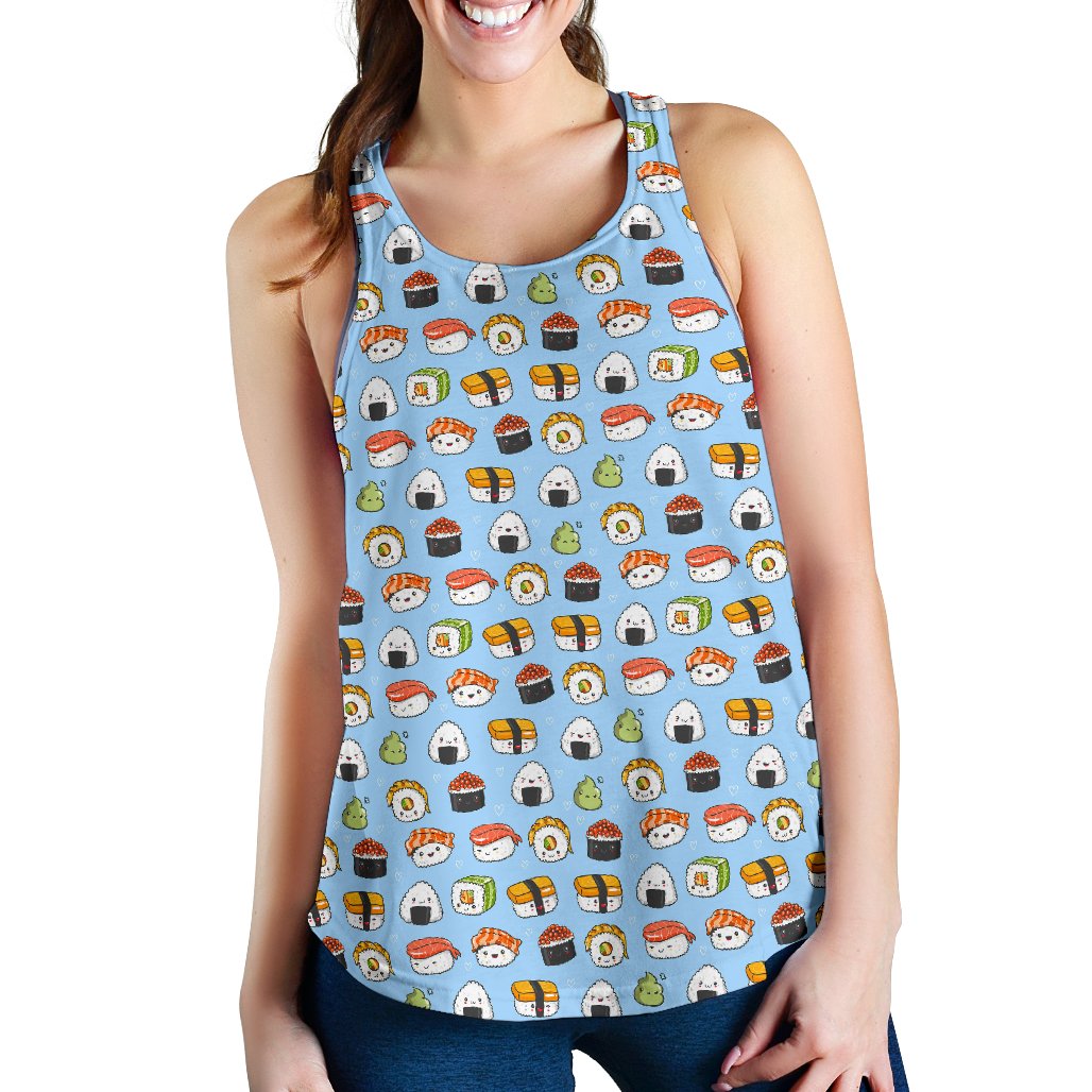 Sushi Cartoon Design Women Racerback Tank Top