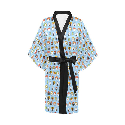 Sushi Cartoon Design Women Short Kimono Robe