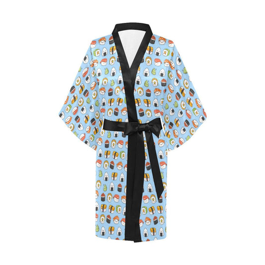 Sushi Cartoon Design Women Short Kimono Robe