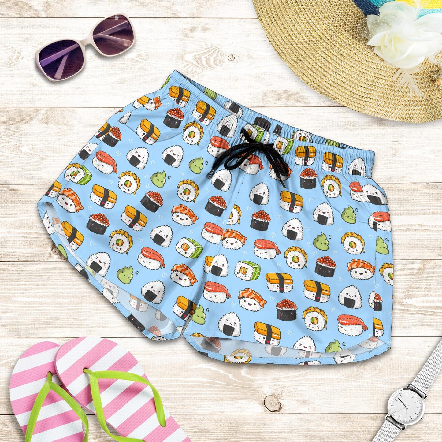 Sushi Cartoon Design Women Shorts-JTAMIGO.COM