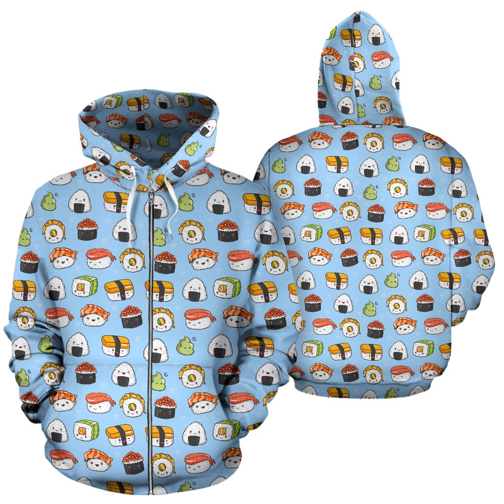 Sushi Cartoon Design Zip Up Hoodie