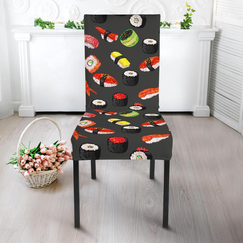 Sushi Design Print Dining Chair Slipcover-JTAMIGO.COM
