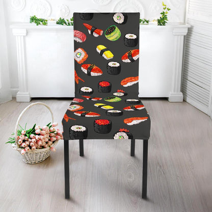 Sushi Design Print Dining Chair Slipcover-JTAMIGO.COM