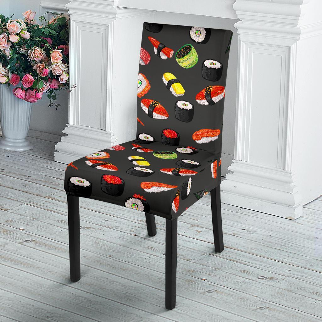 Sushi Design Print Dining Chair Slipcover-JTAMIGO.COM