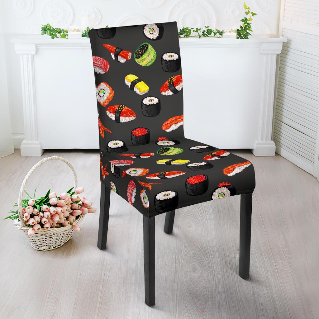 Sushi Design Print Dining Chair Slipcover-JTAMIGO.COM