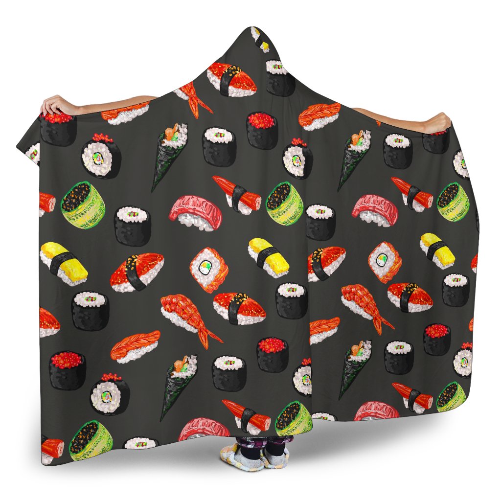 Sushi Design Print Hooded Blanket-JTAMIGO.COM