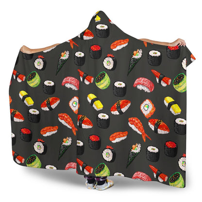 Sushi Design Print Hooded Blanket-JTAMIGO.COM