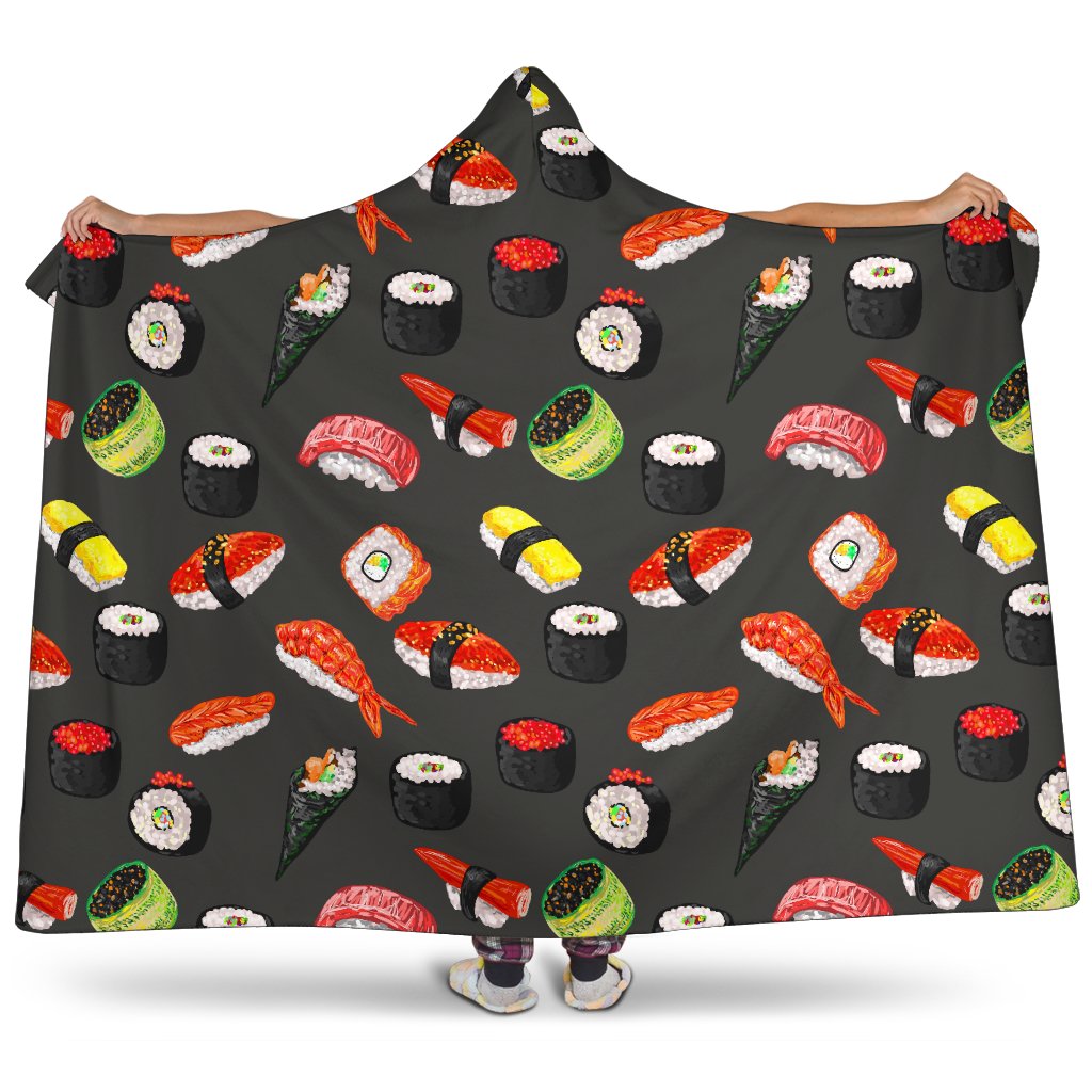 Sushi Design Print Hooded Blanket-JTAMIGO.COM