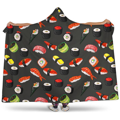 Sushi Design Print Hooded Blanket-JTAMIGO.COM