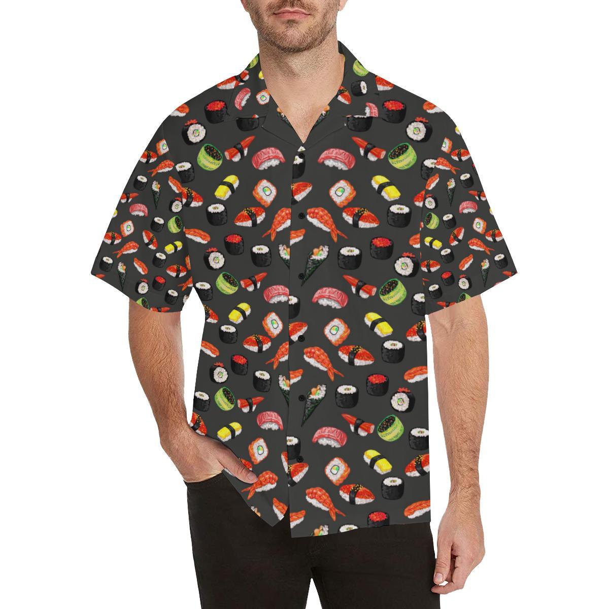 Sushi Design Print Men Aloha Hawaiian Shirt