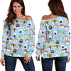 Sushi Design Print Off Shoulder Sweatshirt