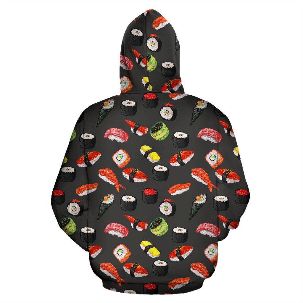 Sushi Design Print Pullover Hoodie