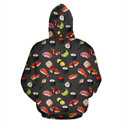 Sushi Design Print Pullover Hoodie