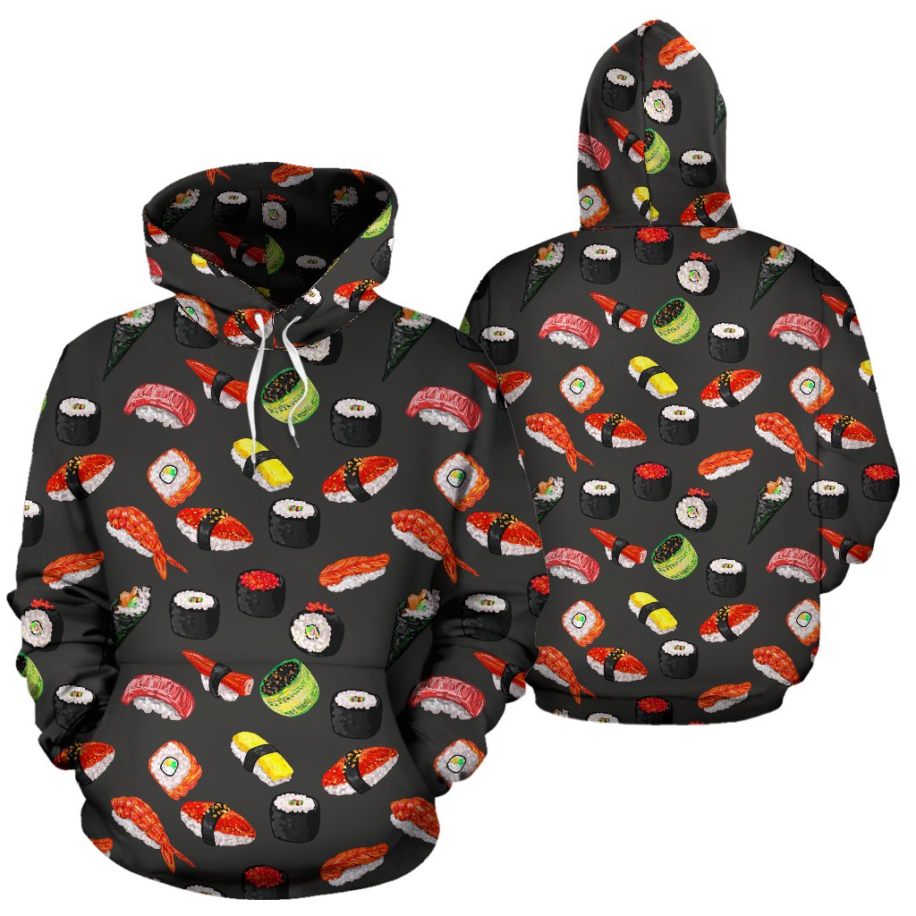 Sushi Design Print Pullover Hoodie