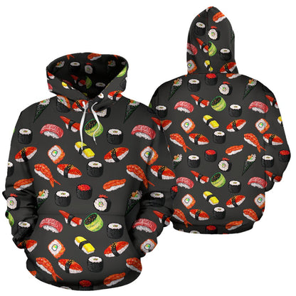 Sushi Design Print Pullover Hoodie