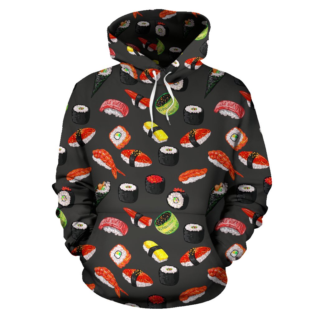 Sushi Design Print Pullover Hoodie