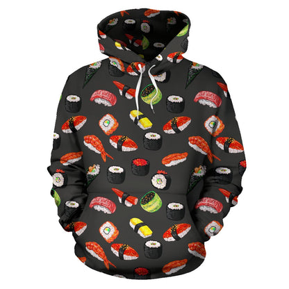 Sushi Design Print Pullover Hoodie