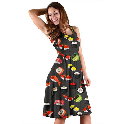 Sushi Design Print Sleeveless Dress