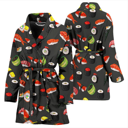 Sushi Design Print Women Bath Robe-JTAMIGO.COM