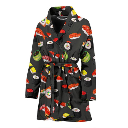Sushi Design Print Women Bath Robe-JTAMIGO.COM