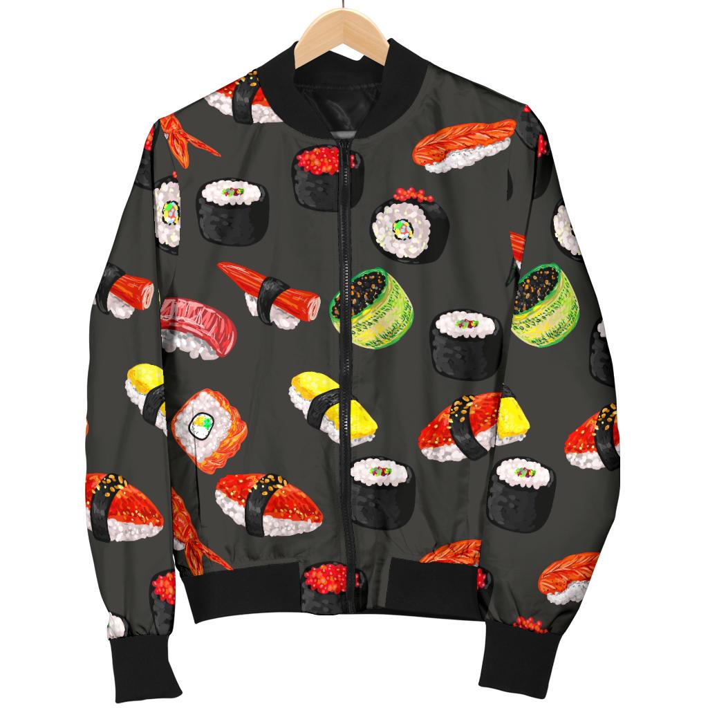 Sushi Design Print Women Casual Bomber Jacket