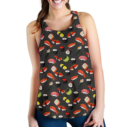 Sushi Design Print Women Racerback Tank Top