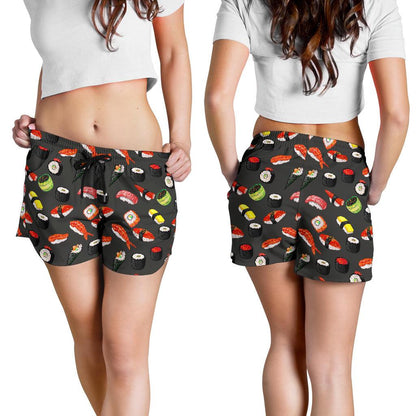 Sushi Design Print Women Shorts-JTAMIGO.COM