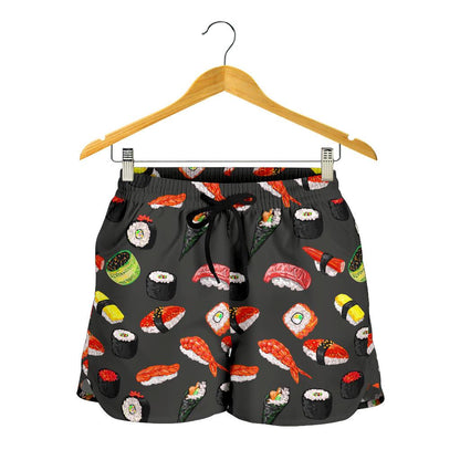 Sushi Design Print Women Shorts-JTAMIGO.COM