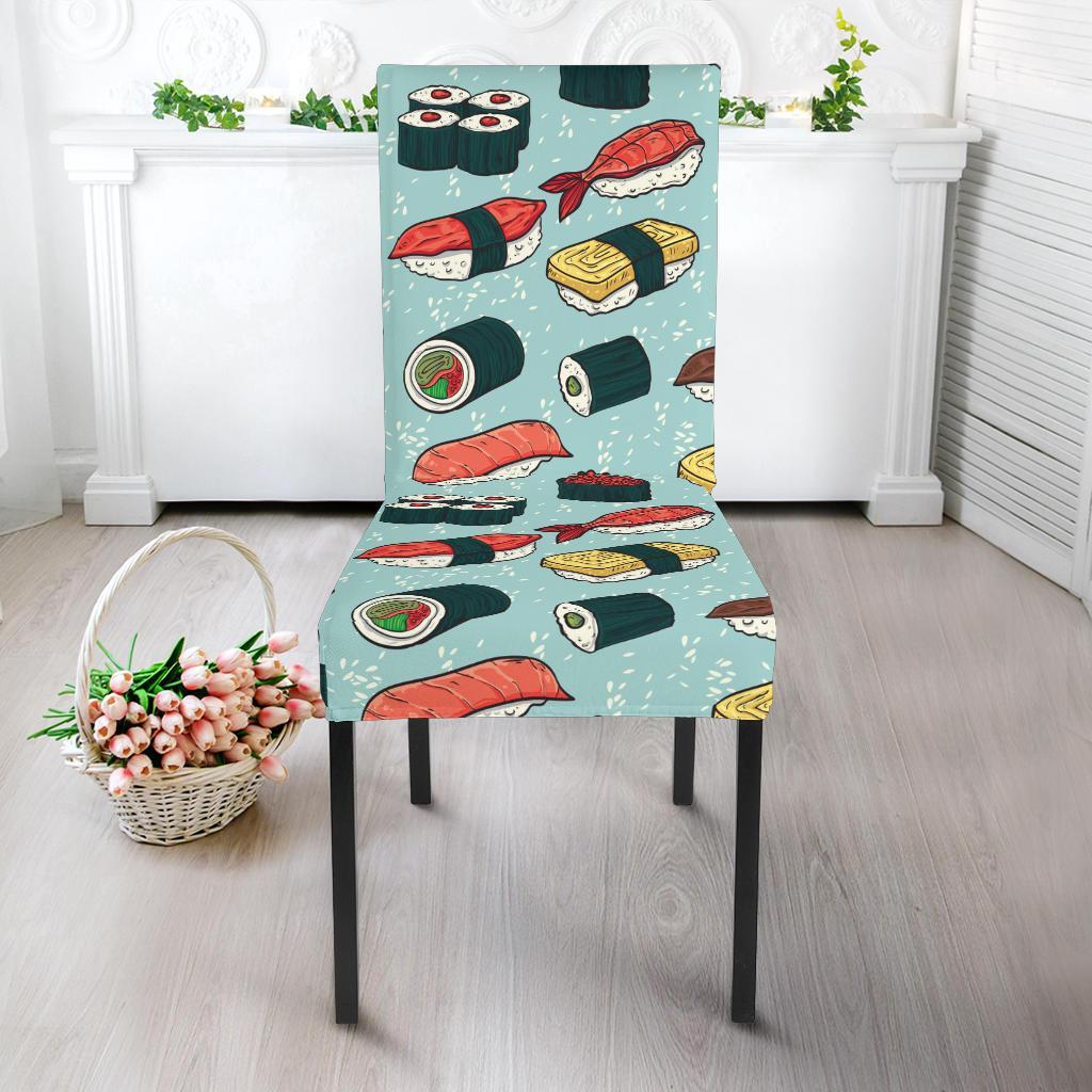 Sushi Pattern Design Dining Chair Slipcover-JTAMIGO.COM