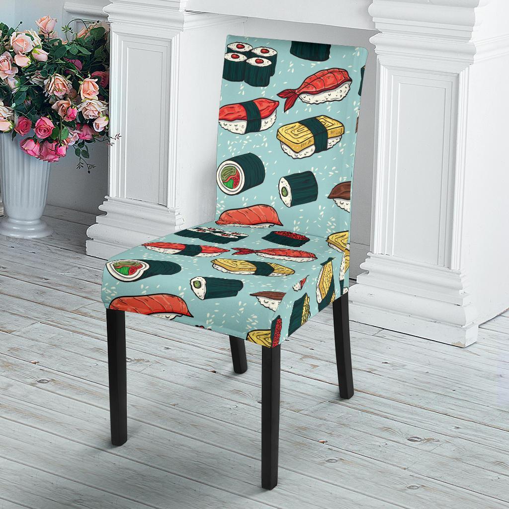 Sushi Pattern Design Dining Chair Slipcover-JTAMIGO.COM