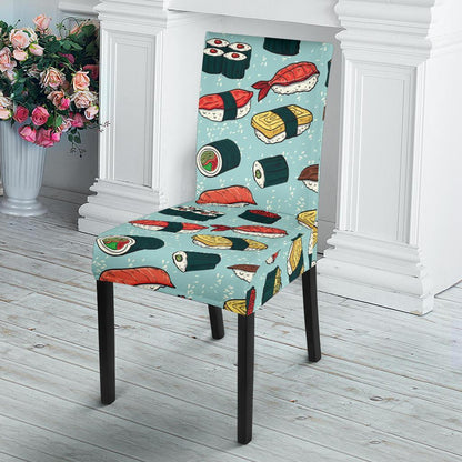 Sushi Pattern Design Dining Chair Slipcover-JTAMIGO.COM