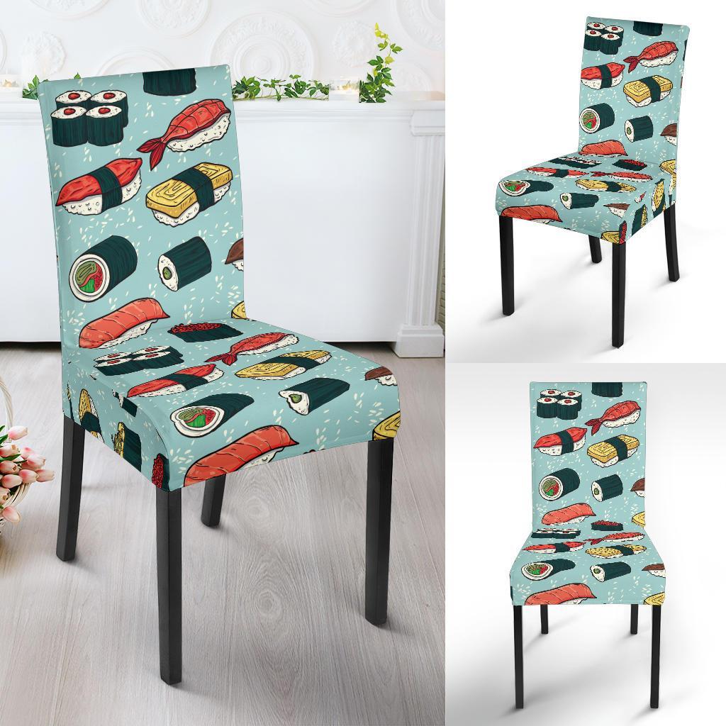 Sushi Pattern Design Dining Chair Slipcover-JTAMIGO.COM