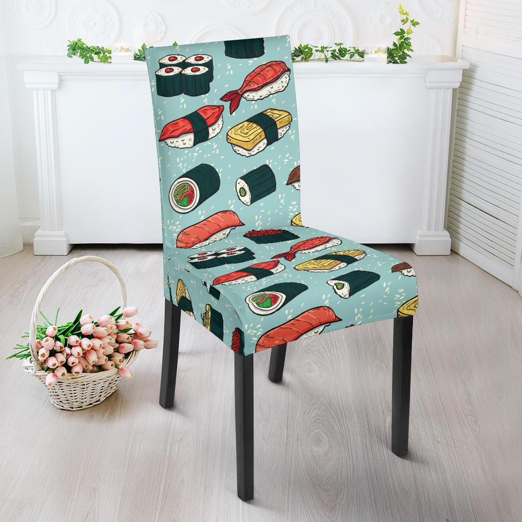 Sushi Pattern Design Dining Chair Slipcover-JTAMIGO.COM