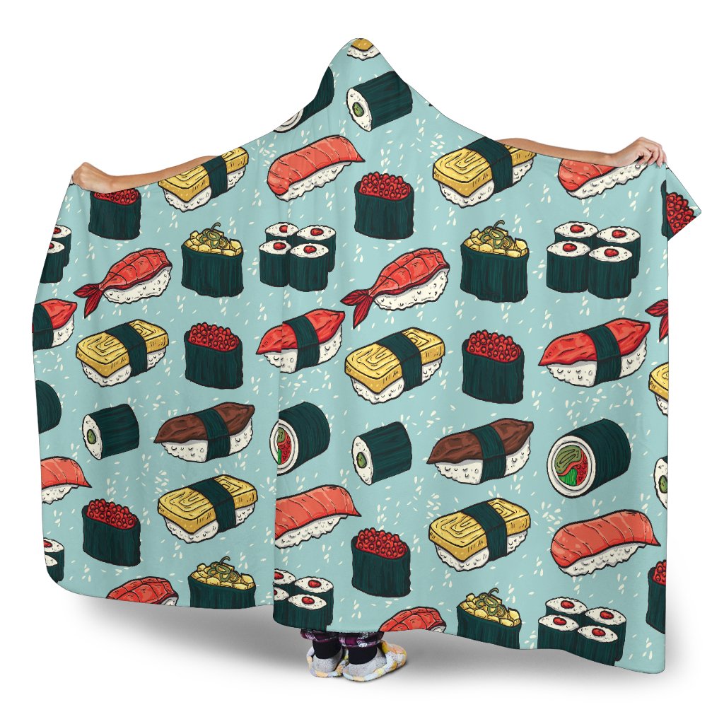 Sushi Pattern Design Hooded Blanket-JTAMIGO.COM