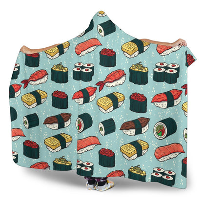 Sushi Pattern Design Hooded Blanket-JTAMIGO.COM