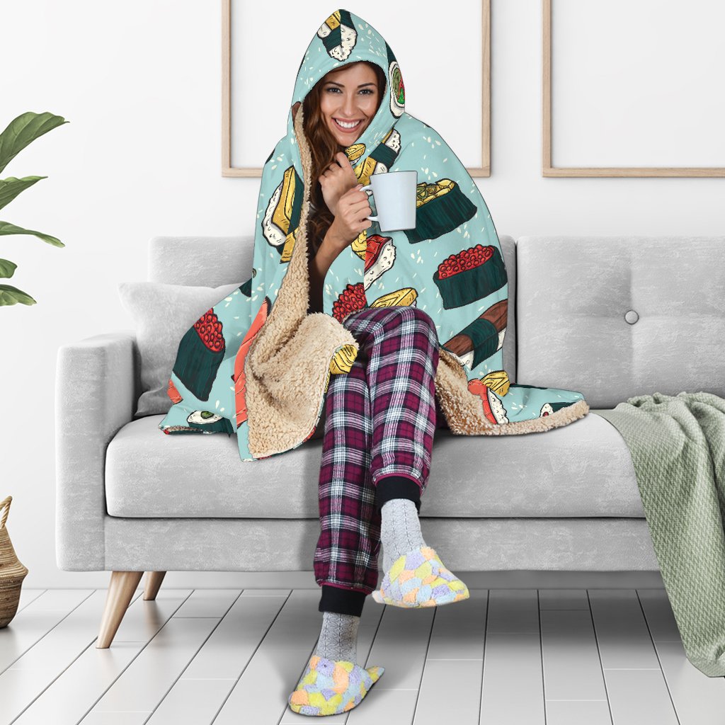 Sushi Pattern Design Hooded Blanket-JTAMIGO.COM